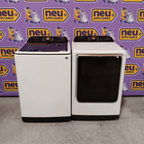 Samsung Smart Top Load 5.5 Cu. Ft. with Auto Dispense Washer WA55CG7500AE - Scratch & Dent (Moderate)  and  Samsung 7.4 cu. ft. Vented Smart Gas Dryer in Ivory with Steam Sanitize+ 16181 - DVG55CG7500E - Scratch & Dent (Moderate)