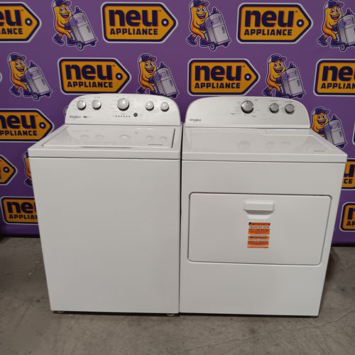 Whirlpool 3.8–3.9 Cu. Ft. Top Load Washer with 2 in 1 Removable Agitator and Soil Level Selection WTW4957PW - Scratch & Dent (Minor) and Whirlpool White Electric 7.0 Cu. Ft. Dryer with Auto Dry 16186 - WED4950HW - Scratch & Dent (Minor)