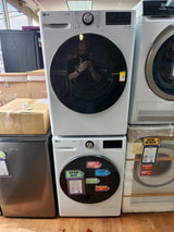 LG 2.4 cu.ft. Compact Front Load Washer with Built-In Intelligence WM1455HWA - Open Box and LG 4.2 cu.ft. Smart wi-fi Enabled Compact Front Load Dryer with Dual Inverter HeatPump™ Technology 16214 - DLHC1455W - Scratch & Dent (Minor)