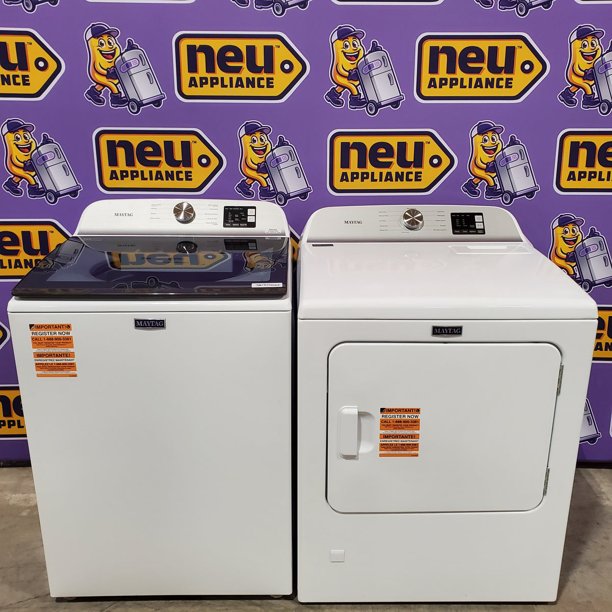 Maytag Top Load 4.8 cu ft Washer with Deep Fill and Slow-Close Glass Lid MVW6200KW - Scratch & Dent (Moderate) and Maytag 7.0 cu. ft Top Load Gas Dryer with Moisture Sensing 16219 - MGD6200KW - Scratch and Dent (Minor)