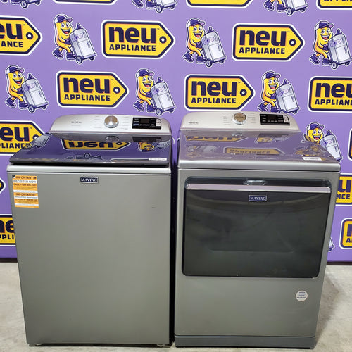 Pictures of Maytag 5.3 cu. ft. Top Load Washer in Classic Silver with Impeller and Extra Power Option MTW6200RR - Scratch & Dent (Moderate) and Maytag 7.4 Cu. Ft. Metallic Slate Electric Dryer with Extra Power 16243 - MED7230HC - Scratch & Dent (Minor) - Neu Appliance Outlet - Discount Appliance Outlet in Austin, Tx
