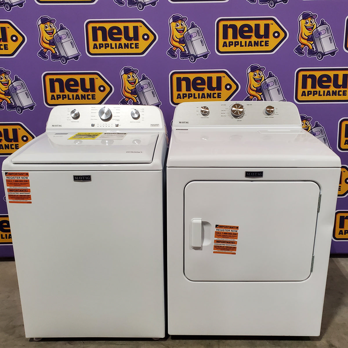 Maytag 4.5 cu. ft. Capacity Top Load Washer with Power™ Agitator and Deep Fill MVW4505MW - Scratch & Dent (Moderate) and Maytag 7.0 cu. ft. Capacity Top Load Electric Wrinkle Prevent Dryer 16249 - MED4500MW - Scratch & Dent (Moderate)