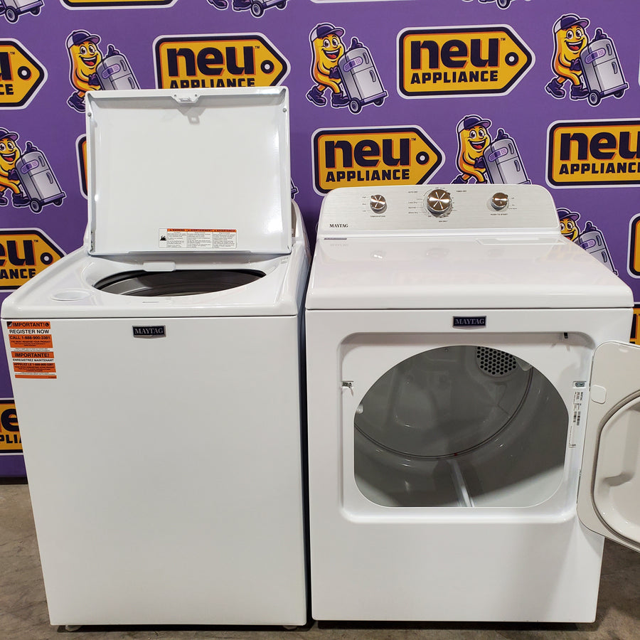 Maytag 4.5 cu. ft. Capacity Top Load Washer with Power™ Agitator and Deep Fill MVW4505MW - Scratch & Dent (Moderate) and Maytag 7.0 cu. ft. Capacity Top Load Electric Wrinkle Prevent Dryer 16249 - MED4500MW - Scratch & Dent (Moderate)