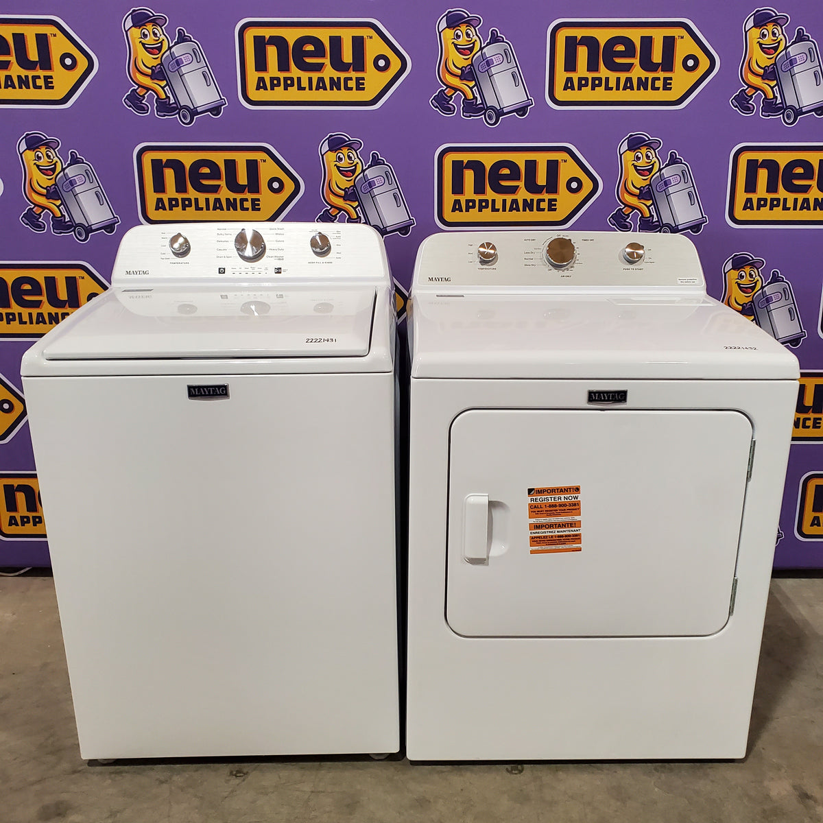 Maytag 4.5 cu. ft. Capacity Top Load Washer with Power™ Agitator and Deep Fill MVW4505MW - Open Box and Maytag 7.0 cu. ft. Capacity Top Load Electric Wrinkle Prevent Dryer 16257 - MED4500MW - Scratch & Dent (Minor)
