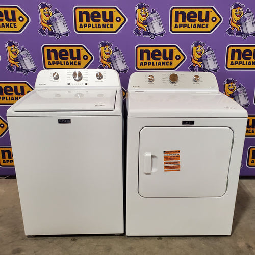 Pictures of Maytag 4.5 cu. ft. Capacity Top Load Washer with Power™ Agitator and Deep Fill MVW4505MW - Open Box and Maytag 7.0 cu. ft. Capacity Top Load Electric Wrinkle Prevent Dryer 16257 - MED4500MW - Scratch & Dent (Minor) - Neu Appliance Outlet - Discount Appliance Outlet in Austin, Tx