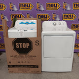 GE White Top Load 4.0 Cu. Ft. Capacity Washer with Stainless Steel Wash Basket GTW325ASWWW - New in Box and GE White Electric 6.2 Cu. Ft. Capacity Dryer with Shallow Depth and Up to 120 Ft. Venting Capability 16274 - GTX33EASKWW - Scratch & Dent (Minor)