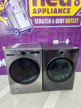 LG 4.5 cu. ft. Smart Front Load Washer with TurboWash® 360° and ezDispense® WM5700HVA - Scratch & Dent (Moderate) and 7.4 cu. ft. Ultra Large Capacity Smart Front Load Electric Dryer with Built-In Intelligence & TurboSteam® 16275 - DLEX6700B - Open Box