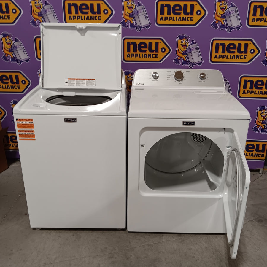 Maytag 4.5 cu. ft. Capacity Top Load Washer with Power™ Agitator and Deep Fill MVW4505MW - Scratch & Dent (Minor) and Maytag 7.0 cu. ft. Capacity Top Load Electric Wrinkle Prevent Dryer 16284 - MED4500MW - Open Box