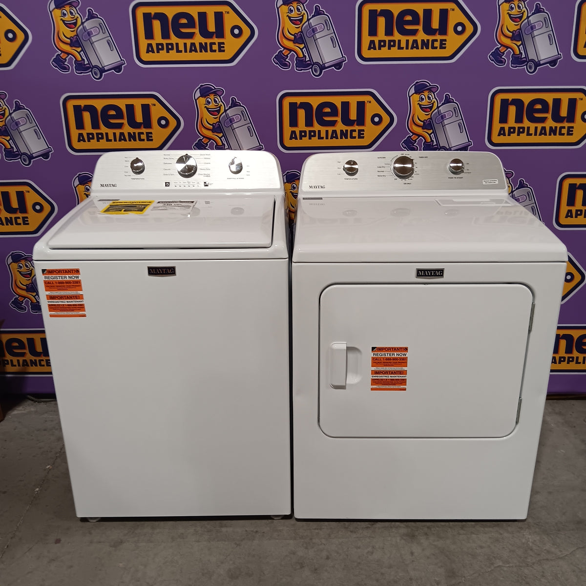 Maytag 4.5 cu. ft. Capacity Top Load Washer with Power™ Agitator and Deep Fill MVW4505MW - Scratch & Dent (Moderate) and Maytag 7.0 cu. ft. Capacity Top Load Electric Wrinkle Prevent Dryer 16286 - MED4500MW - Scratch & Dent (Minor)