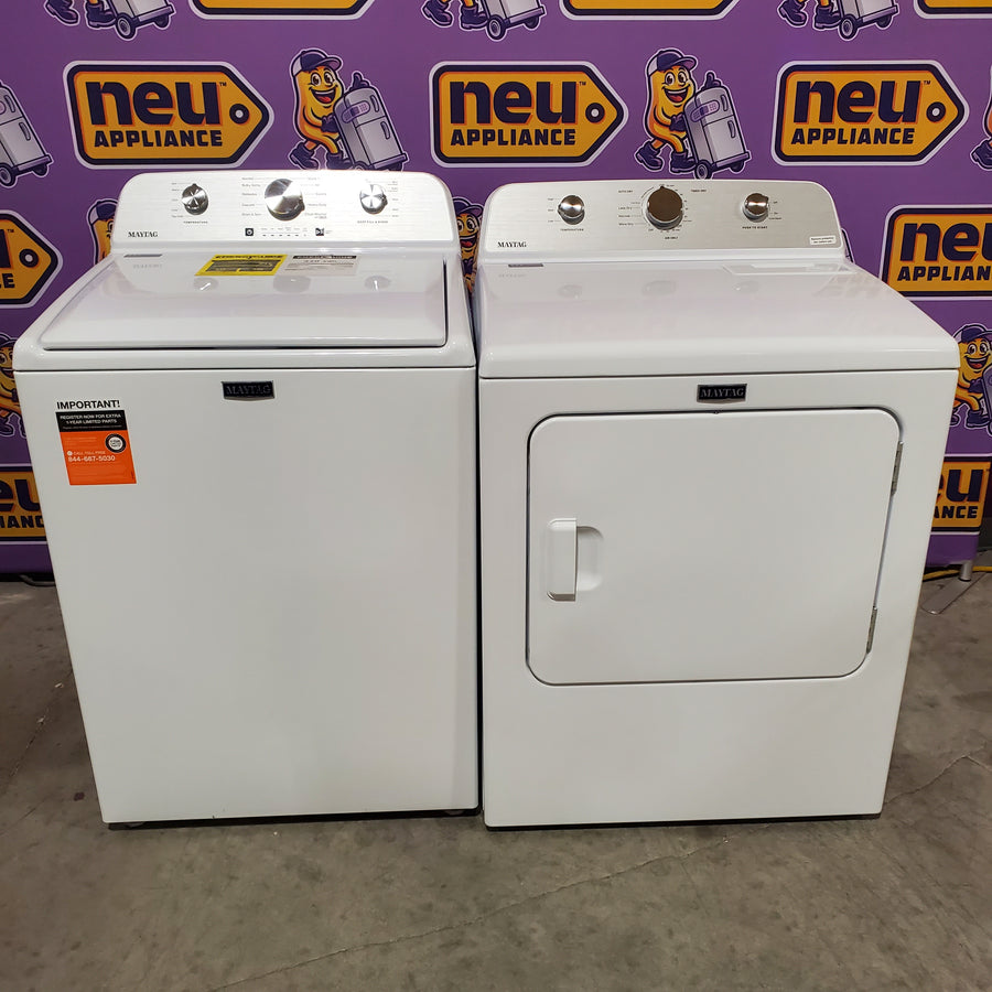 Maytag 4.5 cu. ft. Capacity Top Load Washer with Power™ Agitator and Deep Fill MVW4505MW - Open Box and Maytag 7.0 cu. ft. Capacity Top Load Electric Wrinkle Prevent Dryer 16288 - MED4500MW - Open Box