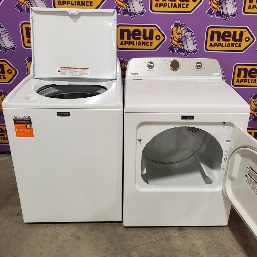 Maytag 4.5 cu. ft. Capacity Top Load Washer with Power™ Agitator and Deep Fill MVW4505MW - Open Box and Maytag 7.0 cu. ft. Capacity Top Load Electric Wrinkle Prevent Dryer 16288 - MED4500MW - Open Box