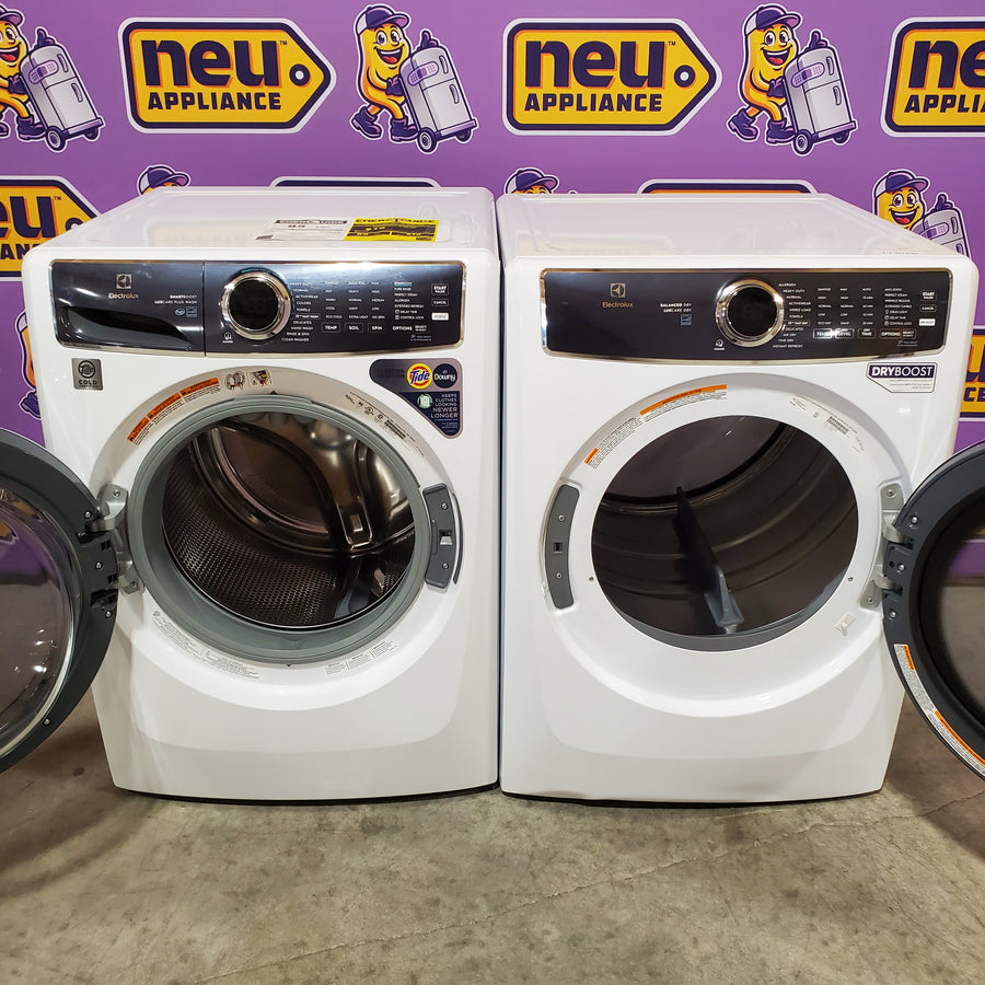 Electrolux 4.5 Cu.Ft. Stackable Front Load Washer with Steam and SmartBoost Wash System ELFW7637AW - Open Box and Electrolux 8.0 cu. ft. Front Load Electric Dryer with Perfect Steam ELFE7637AW - Open Box