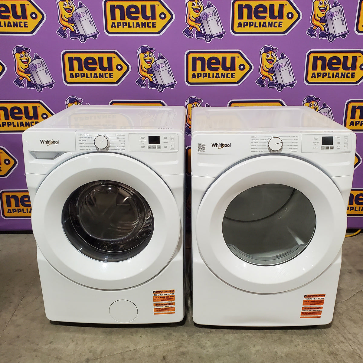 Whirlpool White Front Load Energy Star 4.5 Cu. Ft. Washer with Tumble Fresh Option WFW4720RW - Open Box and Whirlpool 7.4 cu. ft. ENERGY STAR® Front Load Electric Dryer with Wrinkle Shield™ Option WED4720RW - Scratch & Dent (Minor)
