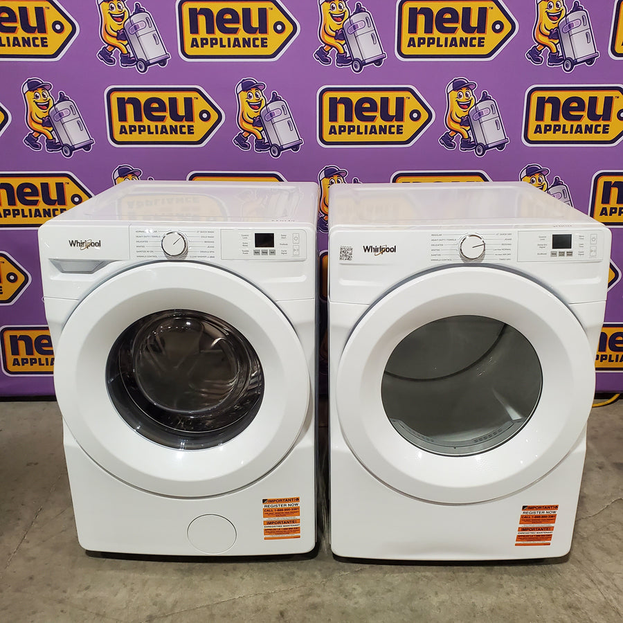 Whirlpool White Front Load Energy Star 4.5 Cu. Ft. Washer with Tumble Fresh Option WFW4720RW - Open Box and Whirlpool 7.4 cu. ft. ENERGY STAR® Front Load Electric Dryer with Wrinkle Shield™ Option 16294 - WED4720RW - Scratch & Dent (MInor)