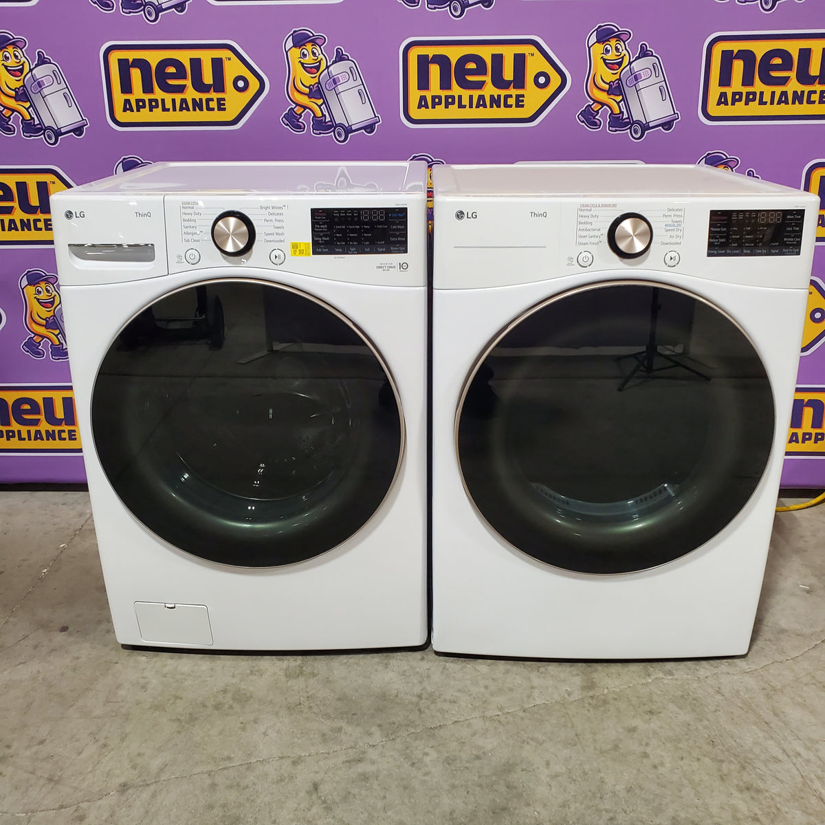 LG 4.5 cu. ft. Front Load Washer with Steam and Built-In Intelligence in White WM4000HWA - Scratch & Dent (Moderate) and LG 7.4 cu. ft. Front Load Electric Dryer with TurboSteam and Sensor Dry Technology in White 16296 - DLEX4000W - Scratch & Dent (Minor)