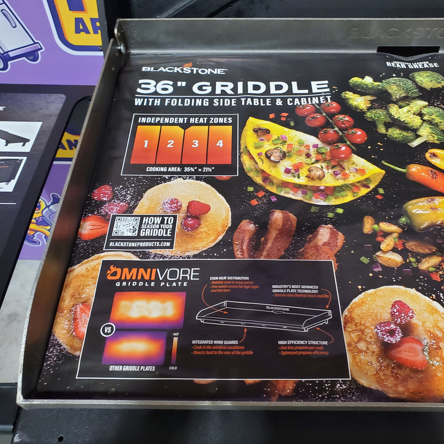 Blackstone 36in Culinary Cabinet Omnivore Griddle with Folding Prep Table 4-Burner Liquid propane Flat Top Grill 7SD341 - 2230 - Open Box