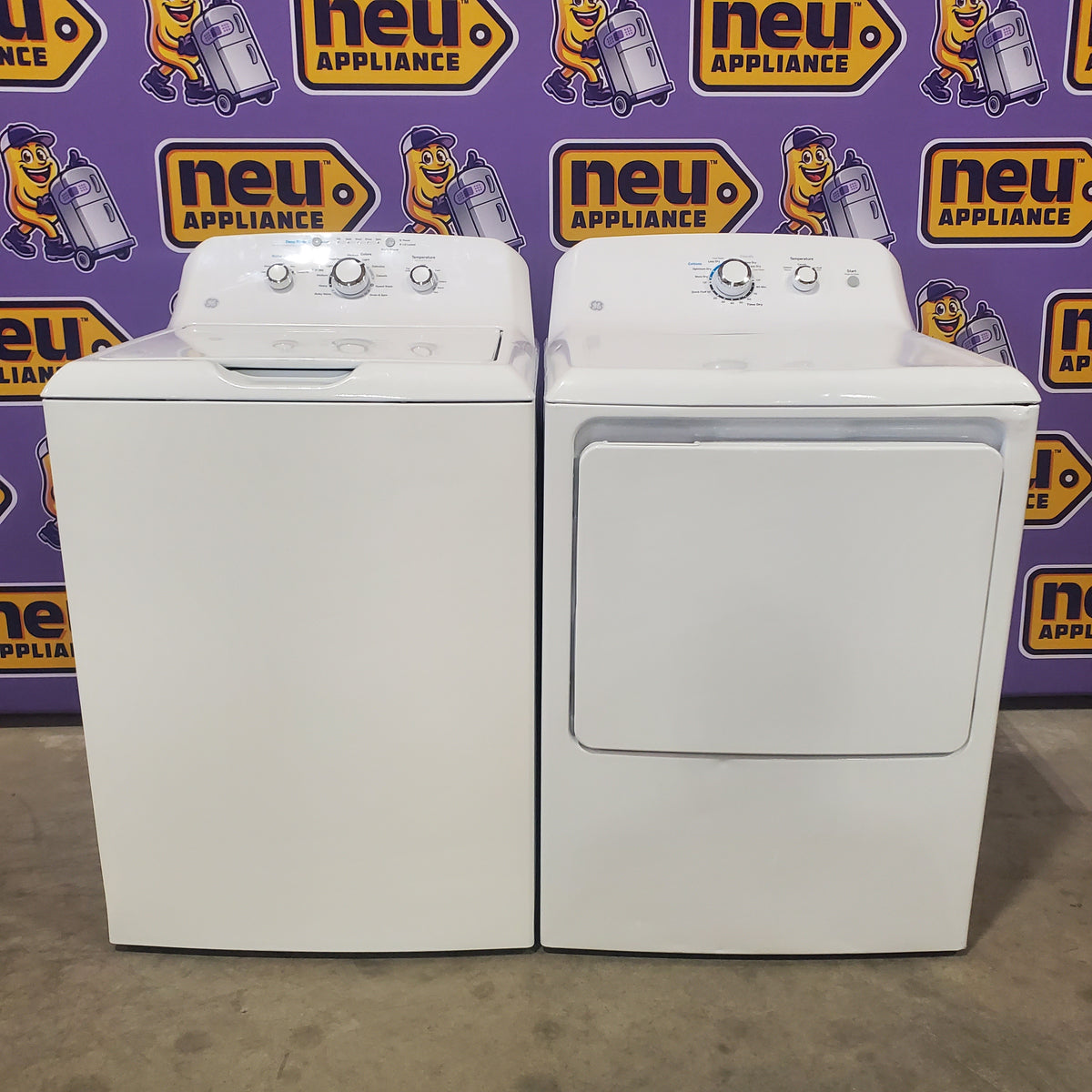 GE® 4.2 cu. ft. Capacity Washer with Stainless Steel Basket GTW335ASNWW - Certified Refurbished and GE 6.2 cu. ft. Capacity Electric Dryer with Up To 120 ft. Venting and Shallow Depth 16305 - GTD33EASKWW - Certified Refurbished