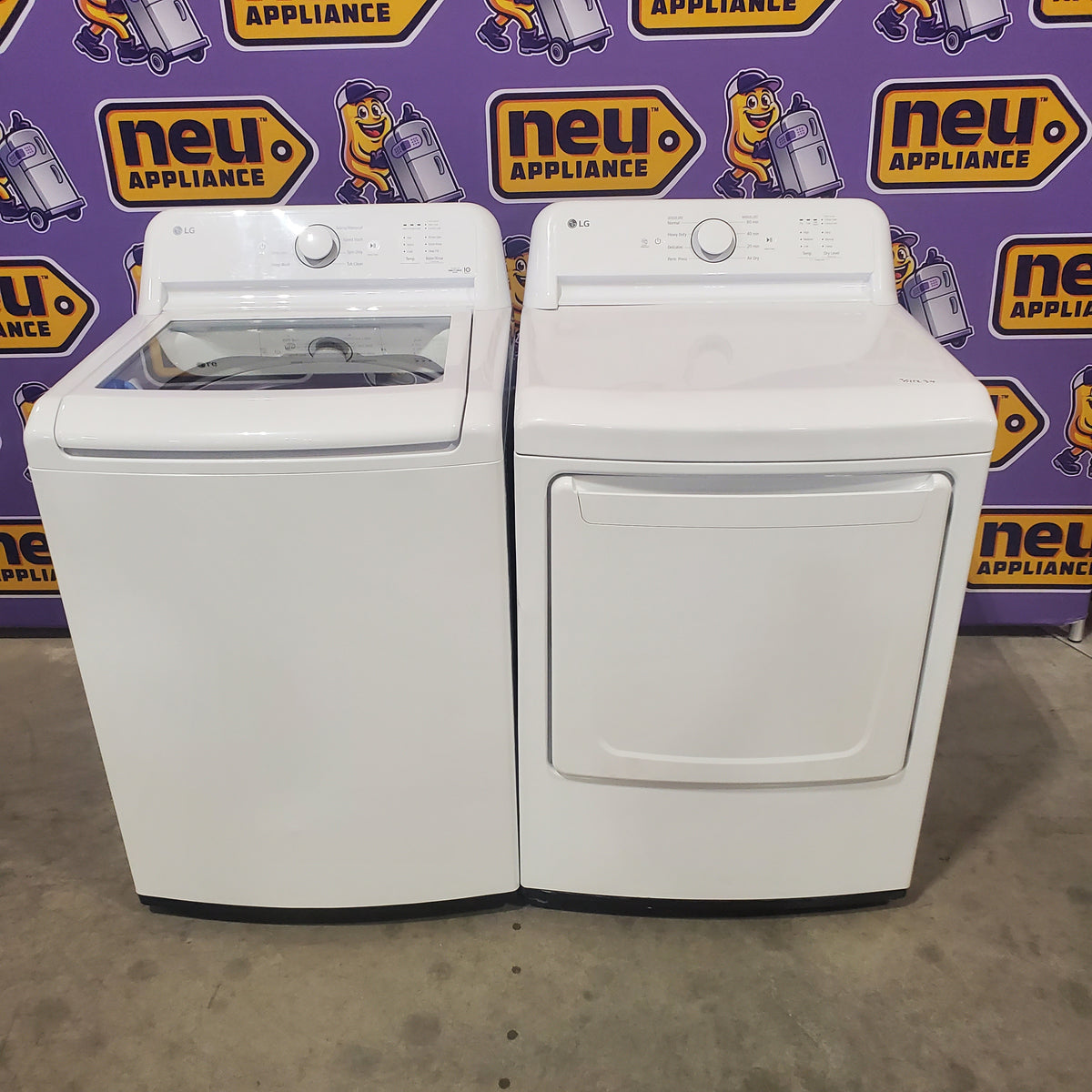 LG Top Load 4.1 Cu. Ft. Washer with TurboDrum Technology in White WT6105CW - Certified Refurbished and LG 7.3 Cu. Ft.  Electric Rear Control Ultra Large Capacity Dryer in White with Sensor Dry DLE6100W - Certified Refurbished