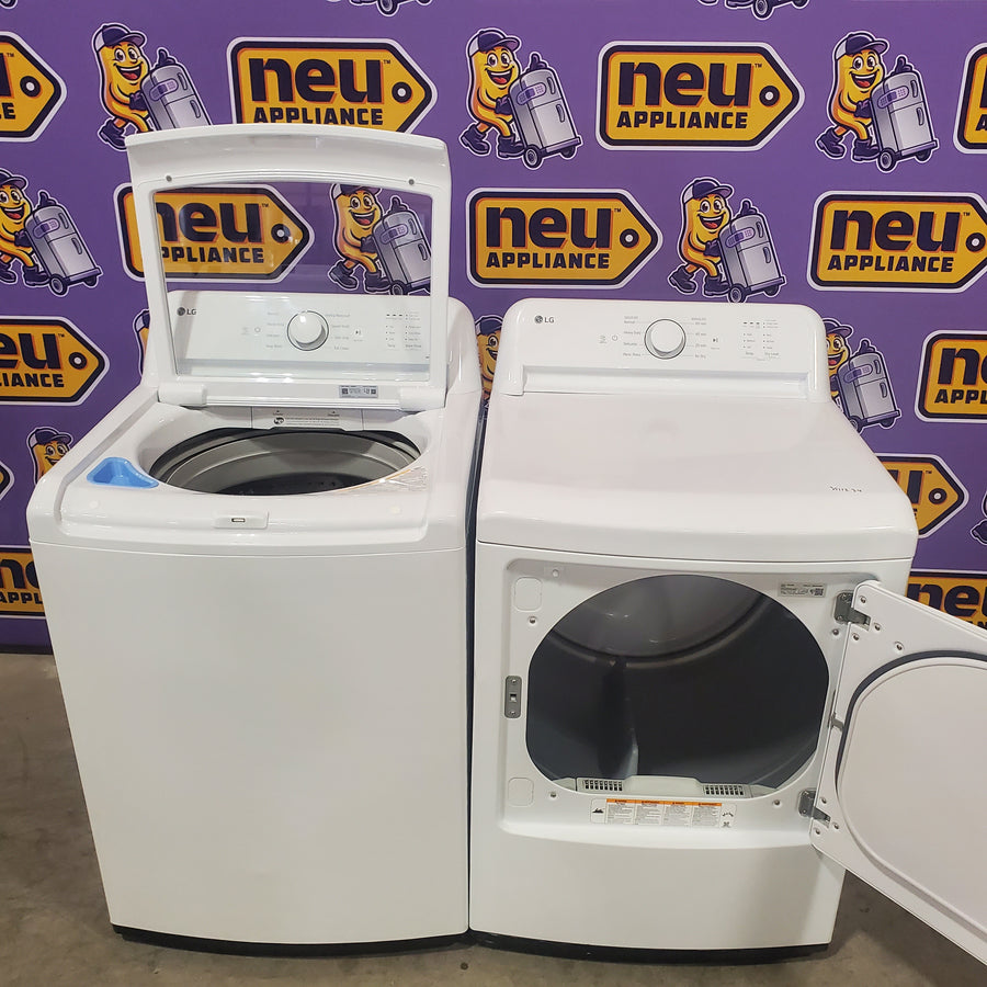 LG Top Load 4.1 Cu. Ft. Washer with TurboDrum Technology in White WT6105CW - Certified Refurbished and LG 7.3 Cu. Ft.  Electric Rear Control Ultra Large Capacity Dryer in White with Sensor Dry DLE6100W - Certified Refurbished