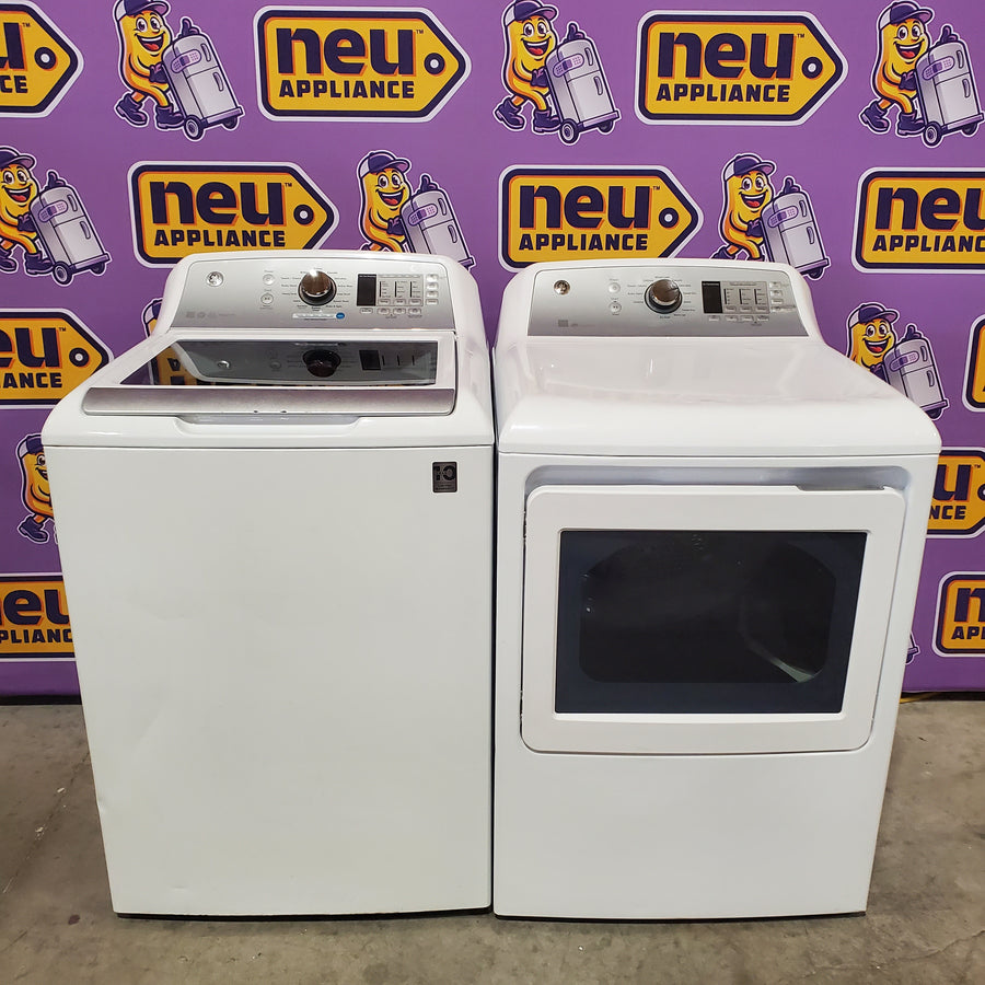 GE® 4.6 cu. ft. Capacity Washer with Stainless Steel Basket GTW680BSJWS - Certified Refurbished and GE® ENERGY STAR® 7.4 cu. ft. Capacity Aluminized Alloy Drum Electric Dryer with Sensor Dry GTD65EBSJWS - Certified Refurbished