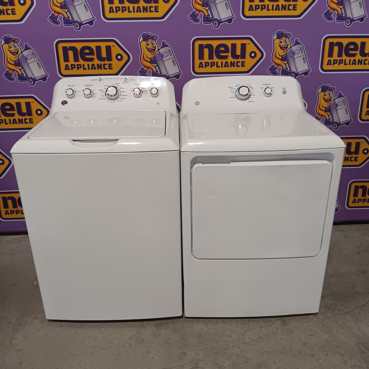 GE® 4.5 cu. ft. Capacity Washer with Stainless Steel Basket in White GTW465ASNWW - Certified Refurbished and GE® 7.2 cu. ft. Capacity Aluminized Alloy Drum Electric Dryer GTD33EASKWW - Certified Refurbished