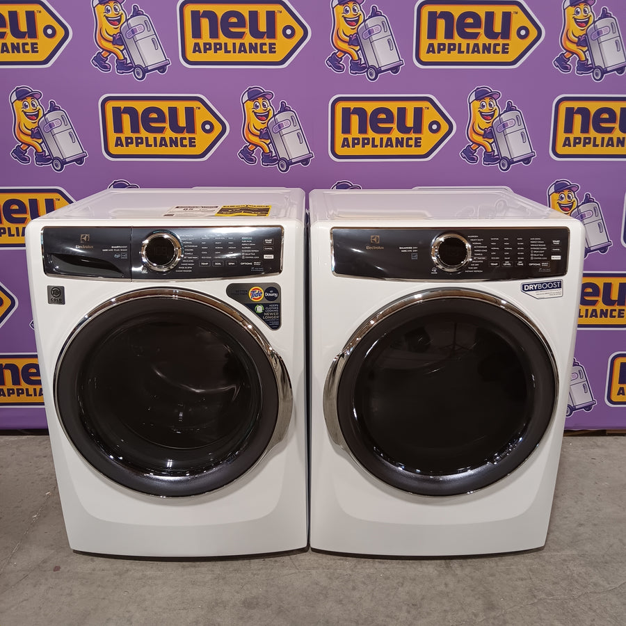 Electrolux 4.5 Cu.Ft. Stackable Front Load Washer with Steam and SmartBoost Wash System ELFW7637AW - Open Box and Electrolux 8.0 cu. ft. Front Load Electric Dryer with Perfect Steam ELFE7637AW - Open Box