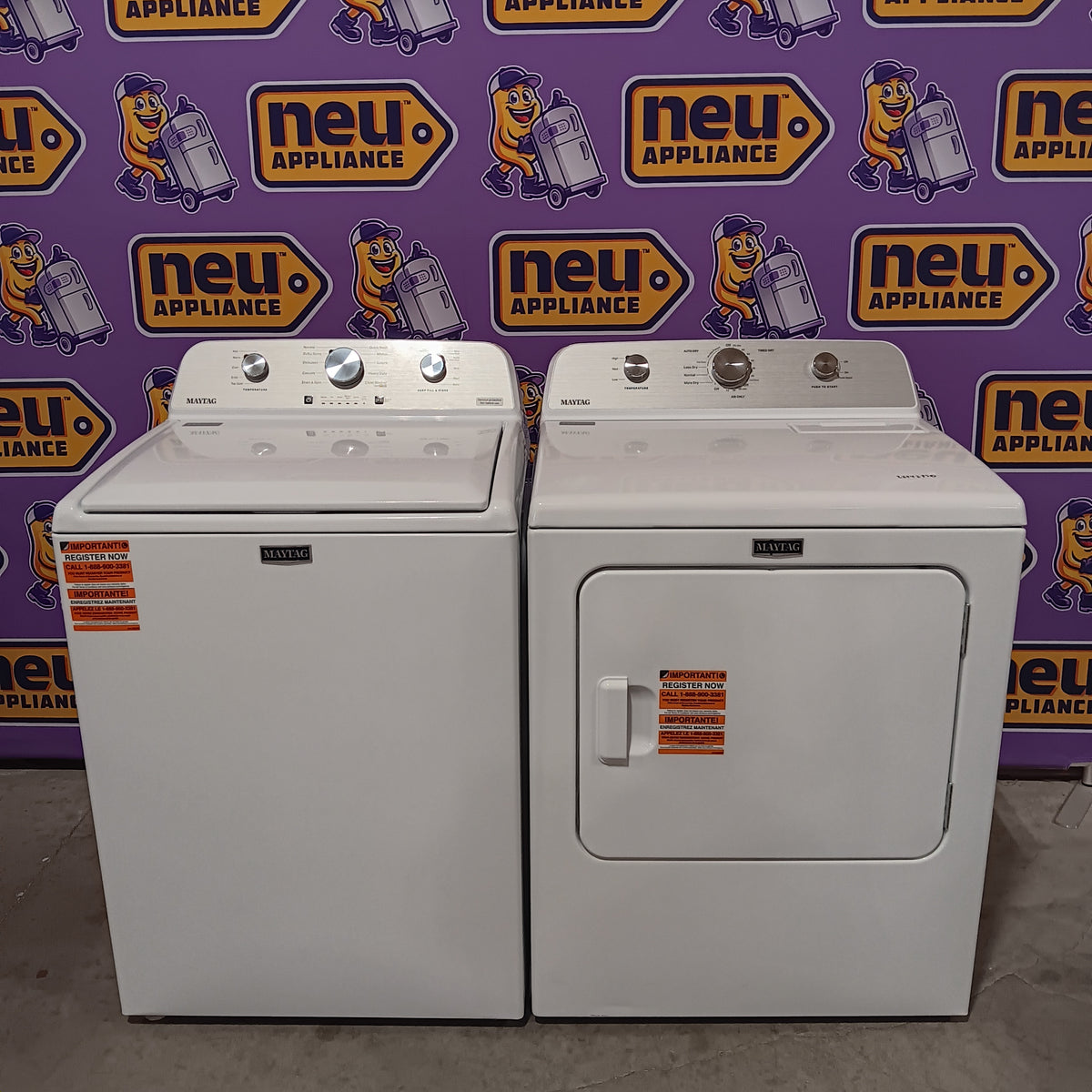 Maytag 4.5 cu. ft. Capacity Top Load Washer with Power™ Agitator and Deep Fill MVW4505MW - Open Box and Maytag 7.0 cu. ft. Capacity Top Load Electric Wrinkle Prevent Dryer 16321 - MED4500MW - Scratch & Dent (Minor)