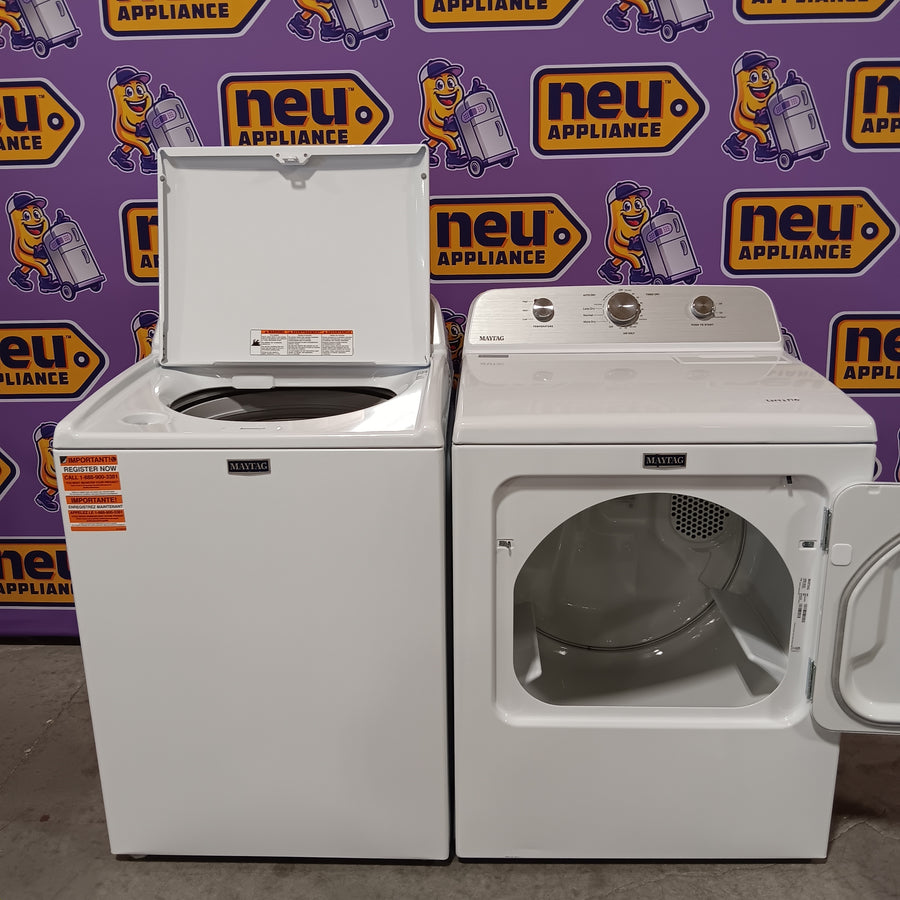 Maytag 4.5 cu. ft. Capacity Top Load Washer with Power™ Agitator and Deep Fill MVW4505MW - Open Box and Maytag 7.0 cu. ft. Capacity Top Load Electric Wrinkle Prevent Dryer 16321 - MED4500MW - Scratch & Dent (Minor)