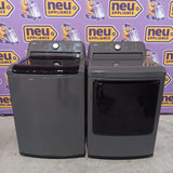 LG 4.1 cu. ft. Top Load Washer with 4-Way Agitator® and TurboDrum™ Technology  WT6105CM - Certified Refurbished and LG 7.3 cu. ft. Ultra Large High Efficiency Electric Dryer in Monochrome Grey DLE6100M - Scratch & Dent (Minor)