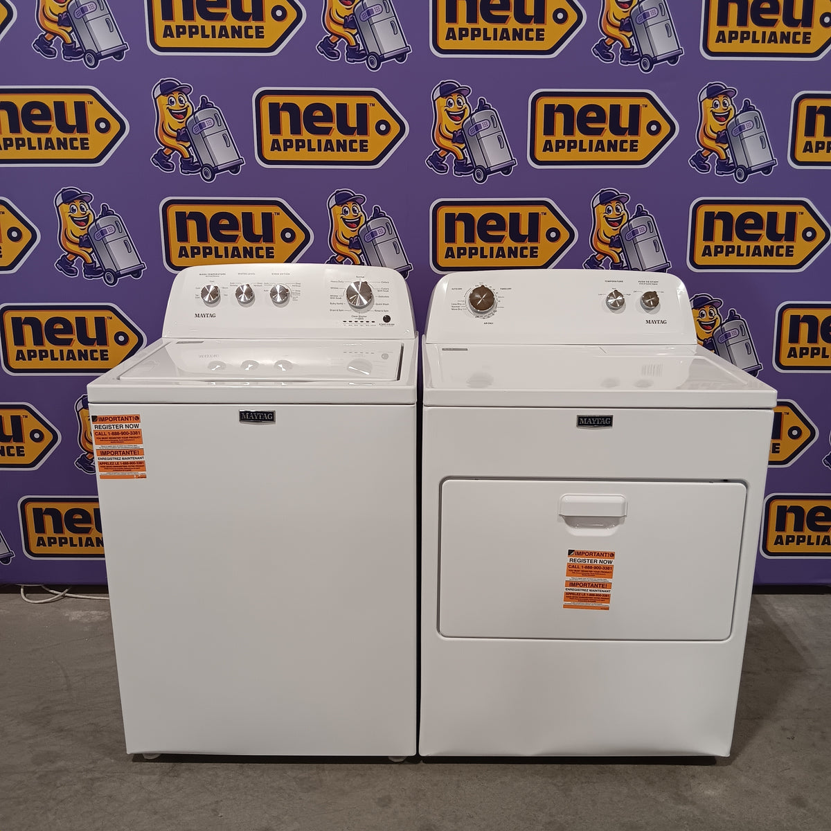 Maytag Top Load 3.8 cu. ft. Washer with Deep Fill and Quick Wash Cycle MVW4005SW - Open Box and Maytag Top Load Electric Wrinkle Prevent 7.0 cu. ft. Dryer with Auto Dry MED4005SW - Scratch & Dent (Moderate)