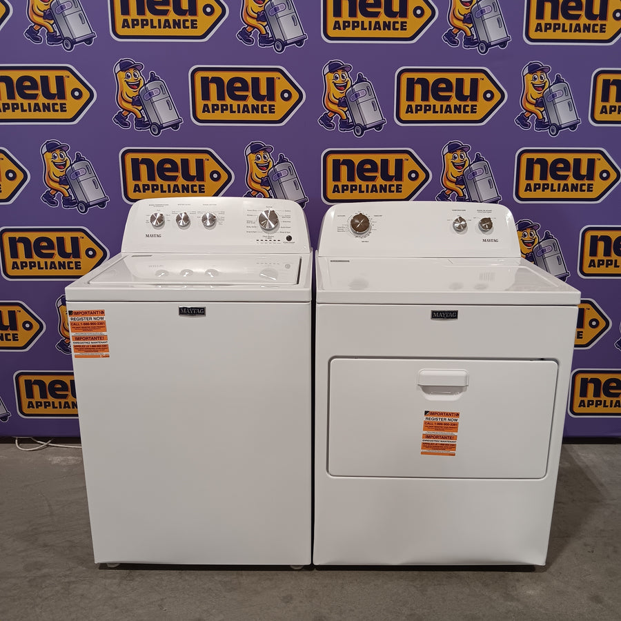Maytag Top Load 3.8 cu. ft. Washer with Deep Fill and Quick Wash Cycle MVW4005SW - Open Box and Maytag Top Load Electric Wrinkle Prevent 7.0 cu. ft. Dryer with Auto Dry MED4005SW - Scratch & Dent (Moderate)