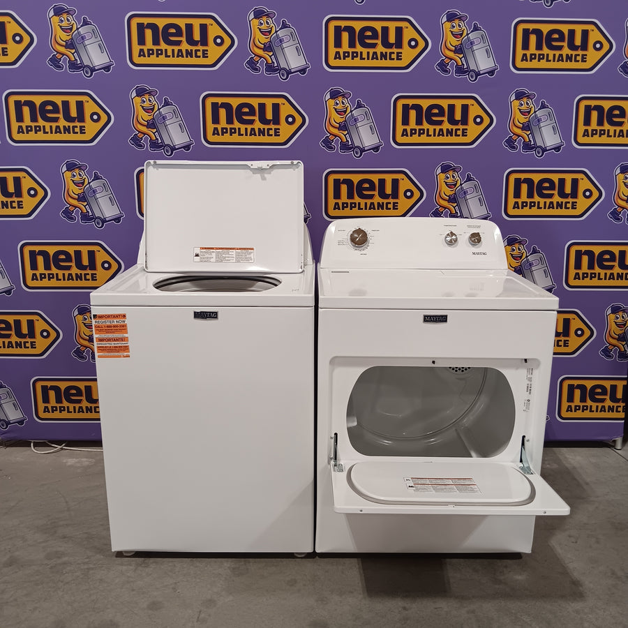 Maytag Top Load 3.8 cu. ft. Washer with Deep Fill and Quick Wash Cycle MVW4005SW - Open Box and Maytag Top Load Electric Wrinkle Prevent 7.0 cu. ft. Dryer with Auto Dry MED4005SW - Scratch & Dent (Moderate)