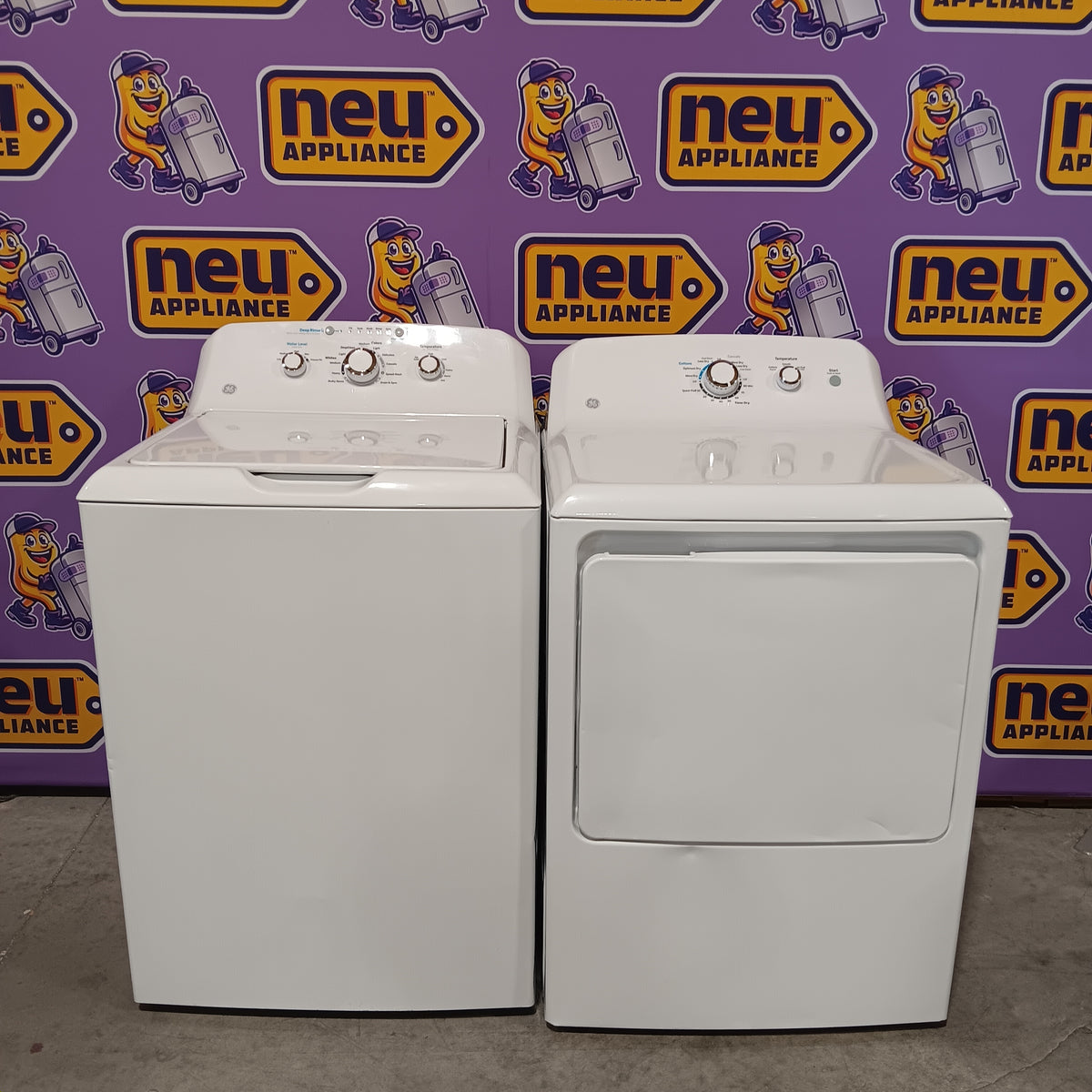 GE® 4.2 cu. ft. Capacity Washer with Stainless Steel Basket GTW335ASNWW - Certified Refurbished and GE 6.2 cu. ft. Capacity Electric Dryer with Up To 120 ft. Venting and Shallow Depth GTD33EASKWW - Certified Refurbished