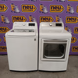 LG 4.5-cu ft High Efficiency Impeller Top-Load Washer ENERGY STAR in White WT7060CW - Certified Refurbished and LG 7.3 cu. ft. Ultra Large Capacity Smart wi-fi Enabled Rear Control Gas Dryer with EasyLoad™ Door DLG7401WE - Certified Refurbished