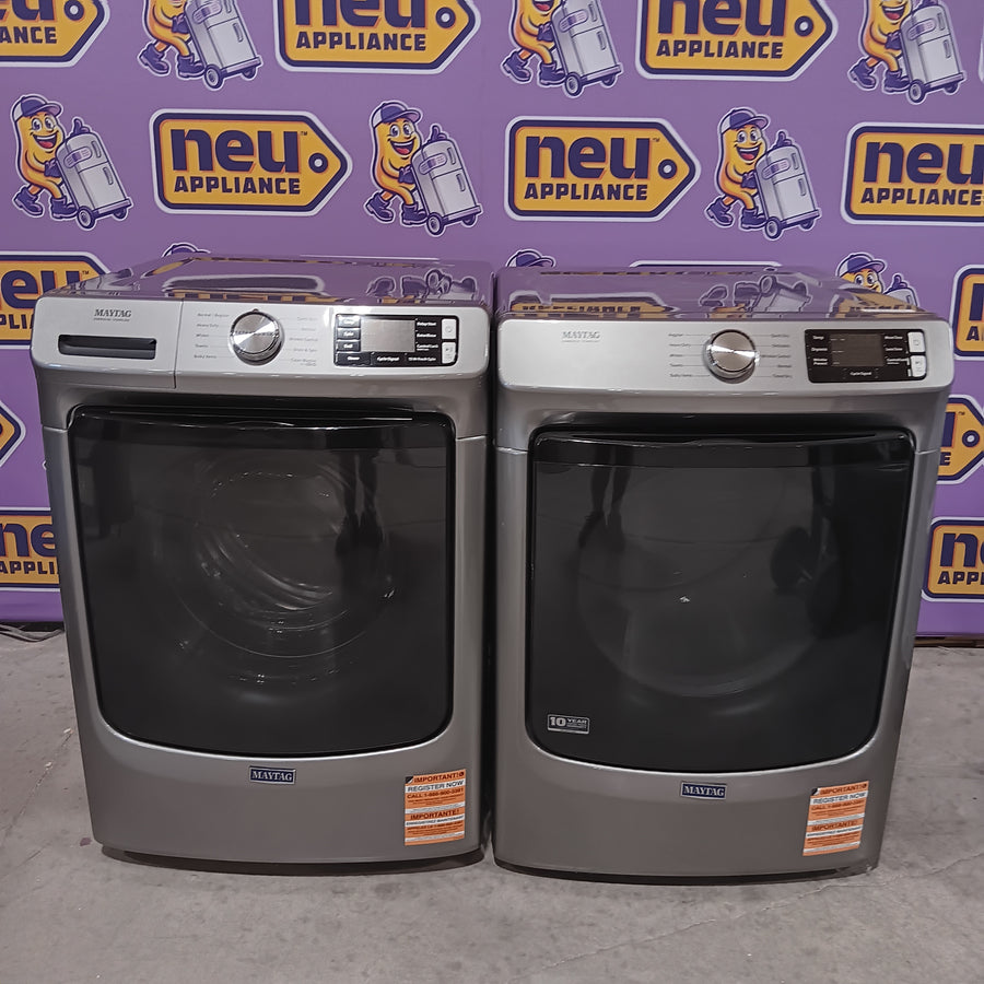 Maytag 4.5-cu ft High Efficiency Stackable Steam Cycle Front-Load Washer MHW5630HC - Scratch & Dent (Minor) and Maytag 7.3-cu ft Stackable Vented ENERGY STAR Electric Dryer MED5630HC - Scratch & Dent (Minor)