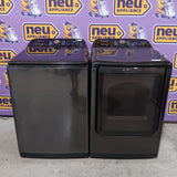 Samsung 5.0 cu. ft. Energy Star Top Load Washer with Active Water Jet in Black Stainless Steel WA50R5400AV - Certified Refurbished and Samsung 7.4 cu ft Gas Dryer with Steam Sanitize Option DVG50R5400V - Certified Refurbished