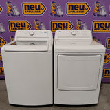 LG 4.3 cu. ft. Ultra Large Capacity Top Load Washer with 4-Way™ Agitator WT7005CW - Scratch & Dent (Minor) and LG 7.3 Cu. Ft. Electric Rear Control Ultra Large Capacity Dryer with Sensor Dry DLE6100W - Open Box