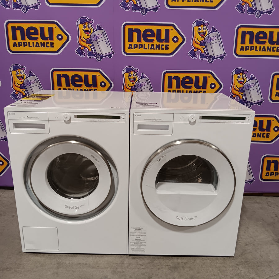 ASKO 24" 2.1 Capacity Washing Machine with Quattro Construction W2084W - Scratch & Dent (Moderate) and ASKO 24" Electric Dryer with 4.1 cu. ft. Capacity, Butterfly™ Drying System, and Soft Drum™ Technology T208VW - Scratch & Dent (Moderate)