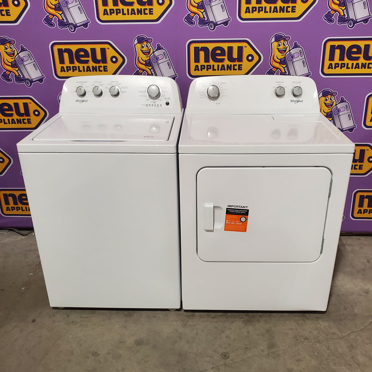 Whirlpool White Top Load 3.8 Cu. Ft. Washer with Late Lid Lock WTW4655JW2 - Certified Refurbished and Whirlpool 7.0 cu. ft. Electric Dryer with Auto-Moisture Sensing WED4850HW - Certified Refurbished