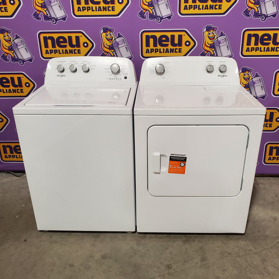 Whirlpool White Top Load 3.8 Cu. Ft. Washer with Late Lid Lock WTW4655JW2 - Certified Refurbished and Whirlpool 7.0 cu. ft. Electric Dryer with Auto-Moisture Sensing WED4850HW - Certified Refurbished