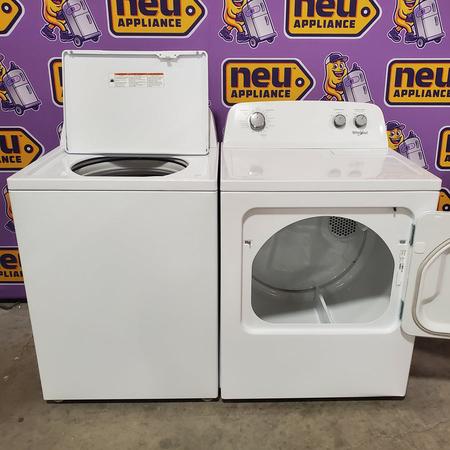 Whirlpool White Top Load 3.8 Cu. Ft. Washer with Late Lid Lock WTW4655JW2 - Certified Refurbished and Whirlpool 7.0 cu. ft. Electric Dryer with Auto-Moisture Sensing WED4850HW - Certified Refurbished