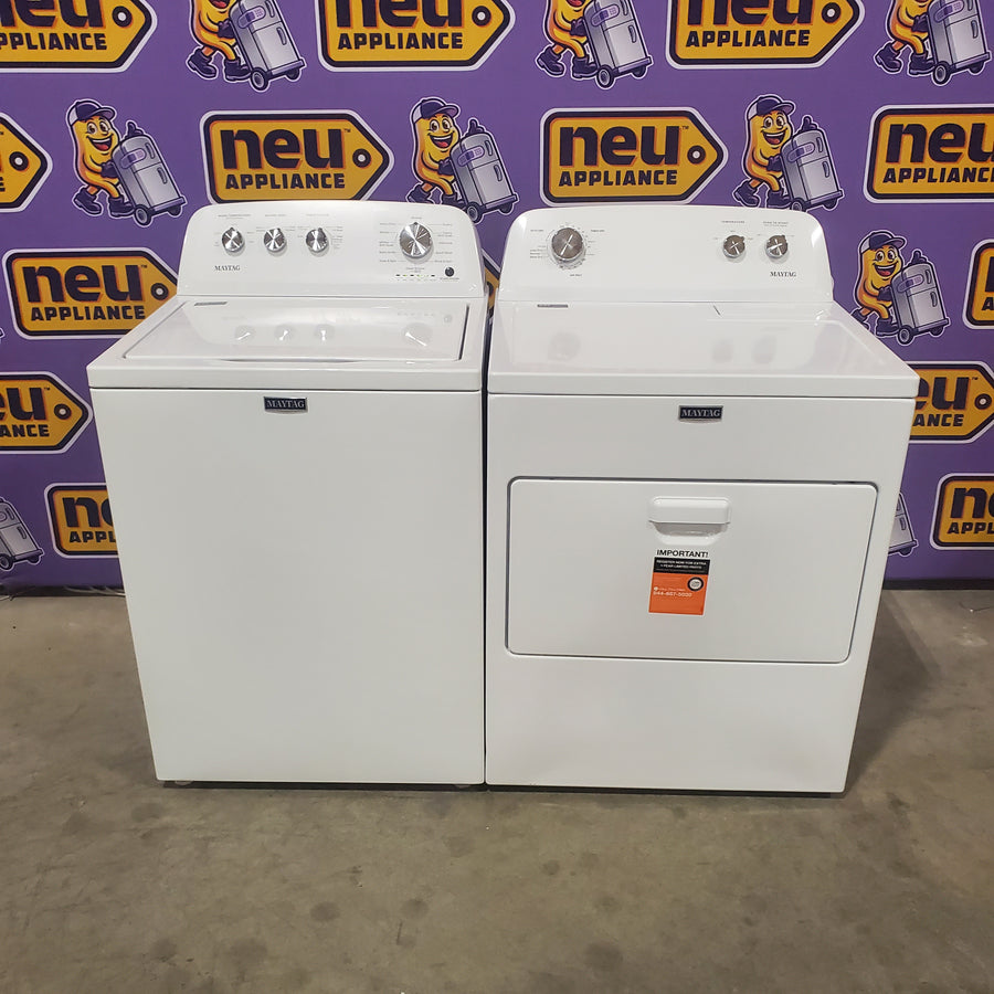 Maytag Top Load 3.8 cu. ft. Washer with Deep Fill and Quick Wash Cycle MVW4005SW - Scratch & Dent (Minor) and Maytag Top Load Electric Wrinkle Prevent 7.0 cu. ft. Dryer with Auto Dry MED4005SW - Scratch & Dent (Minor)