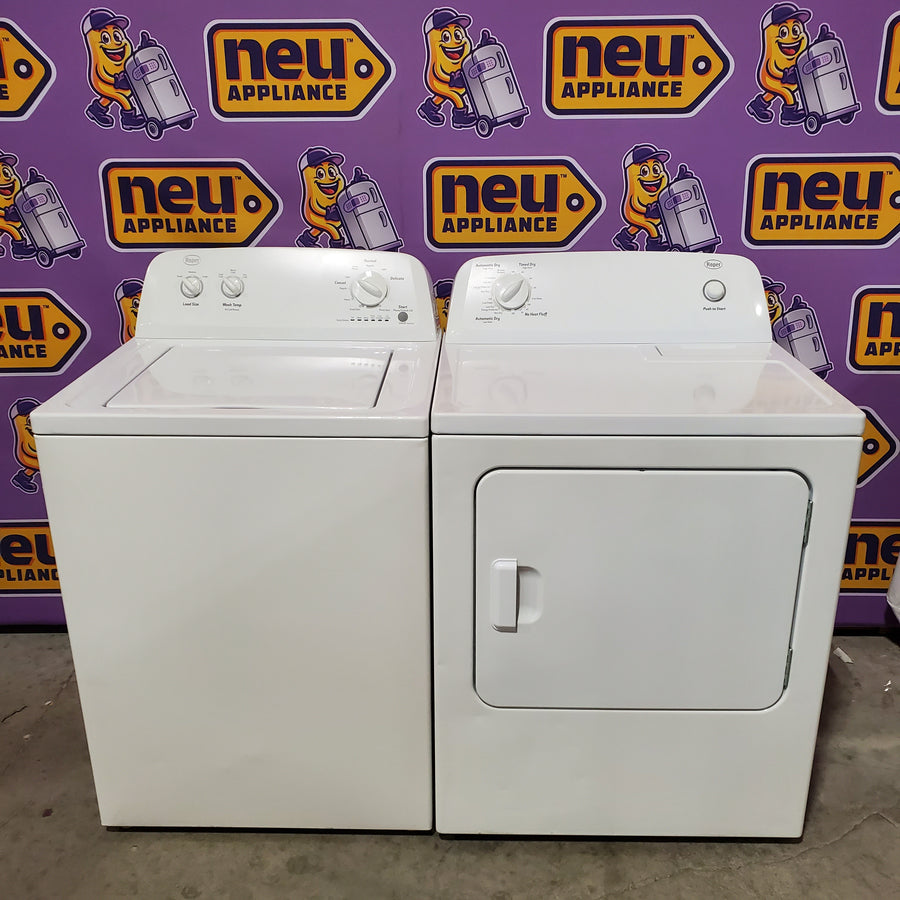 Roper 3.6 cu ft Agitator Top-Load Washer in White RTW4641BQ - Certified Refurbished and Amana 6.5 cu. ft. Electric Dryer with Automatic Cycles NED4600YQ - Certified Refurbished