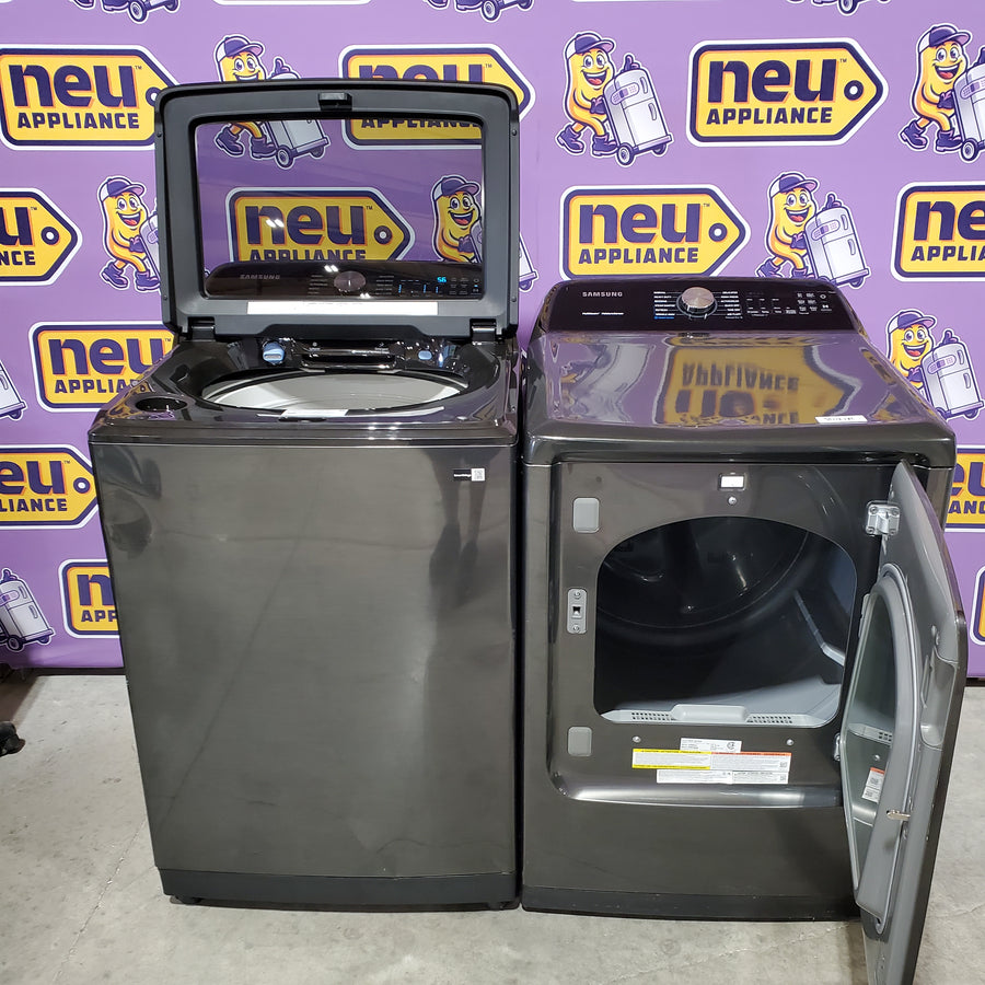 Samsung 5.5 cu.ft. Extra-Large Capacity Smart Top Load Washer with Super Speed Wash in Brushed Black WA55CG7100AV - Scratch & Dent (Moderate) and