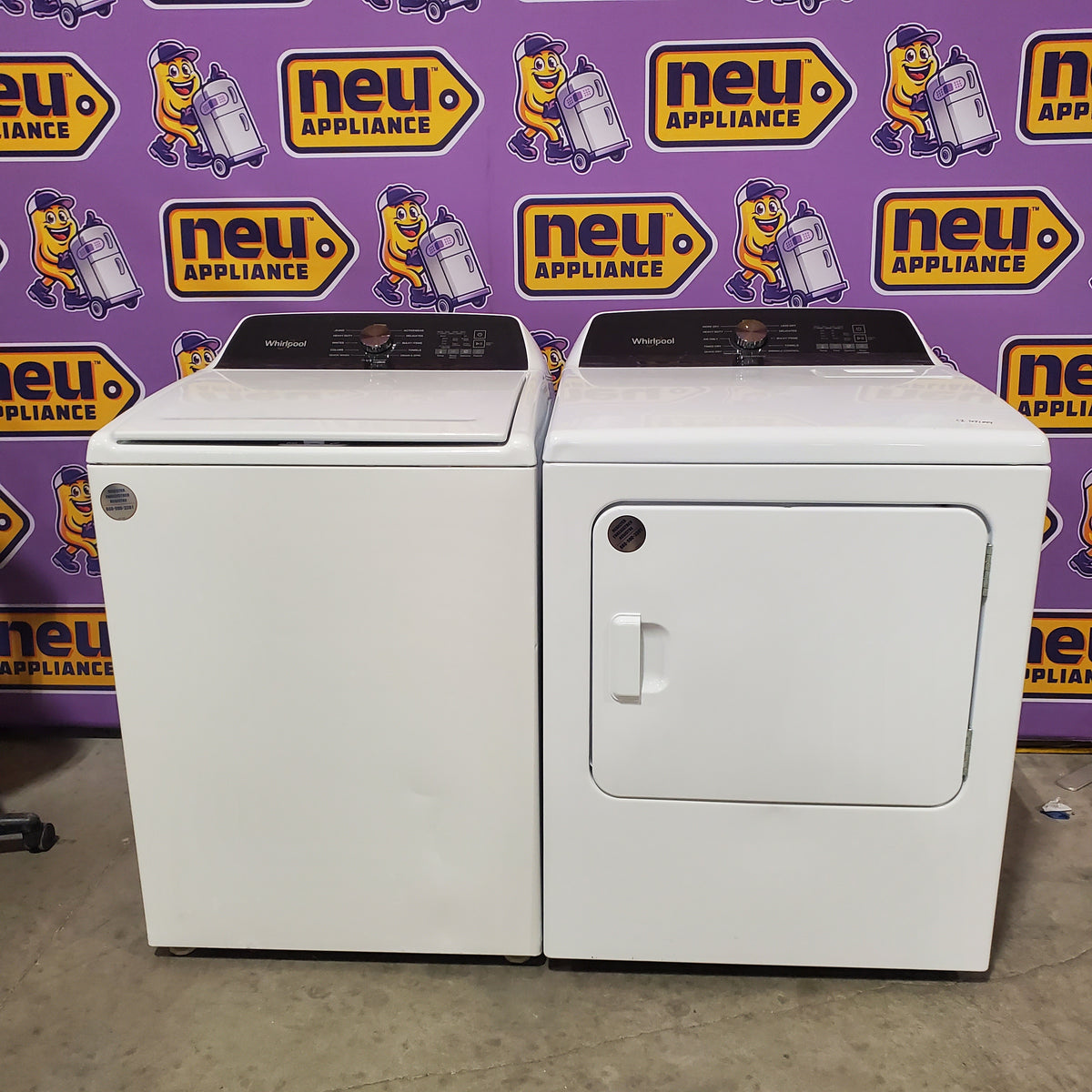 Whirlpool 4.5 Cu. Ft. Top Load Agitator Washer with Built-In Faucet WTW5015LW - Certified Refurbished and Whirlpool Top Load Style Electric Moisture Sensing 7.0 Cu. Ft. Dryer with Steam WED5050LW - Scratch & Dent (Minor)
