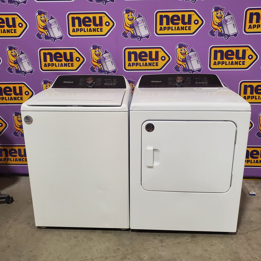 Whirlpool 4.5 Cu. Ft. Top Load Agitator Washer with Built-In Faucet WTW5015LW - Certified Refurbished and Whirlpool Top Load Style Electric Moisture Sensing 7.0 Cu. Ft. Dryer with Steam WED5050LW - Scratch & Dent (Minor)