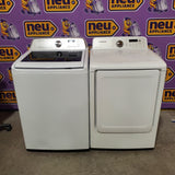 Samsung 4.5-cu ft High Efficiency Impeller Medium Top-Load Washer in White WA45T3400AW - Certified Refurbished and Samsung 7.2-cu ft Electric Dryer in White DV400EWHDWR - Certified Refurbished