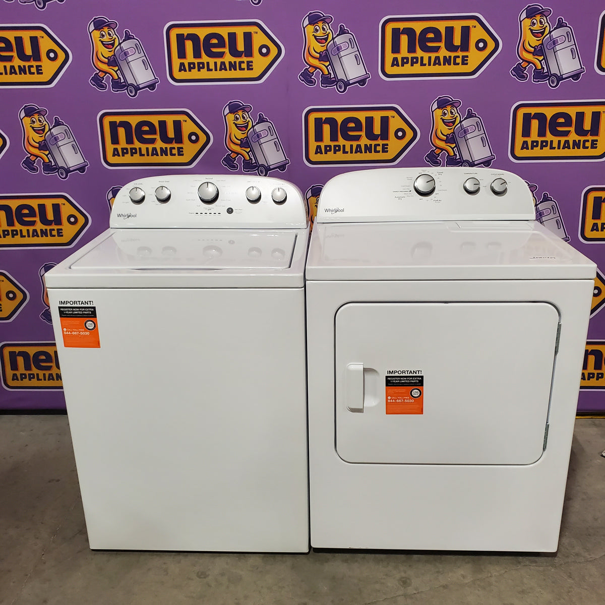 Whirlpool Top Load 3.5 Cu. Ft. Washer with Deep Water Wash Option WTW4816FW - Scratch & Dent (Minor) and Whirlpool Vented 7.0 Cu. Ft. Electric Dryer WED4815EW - Open Box