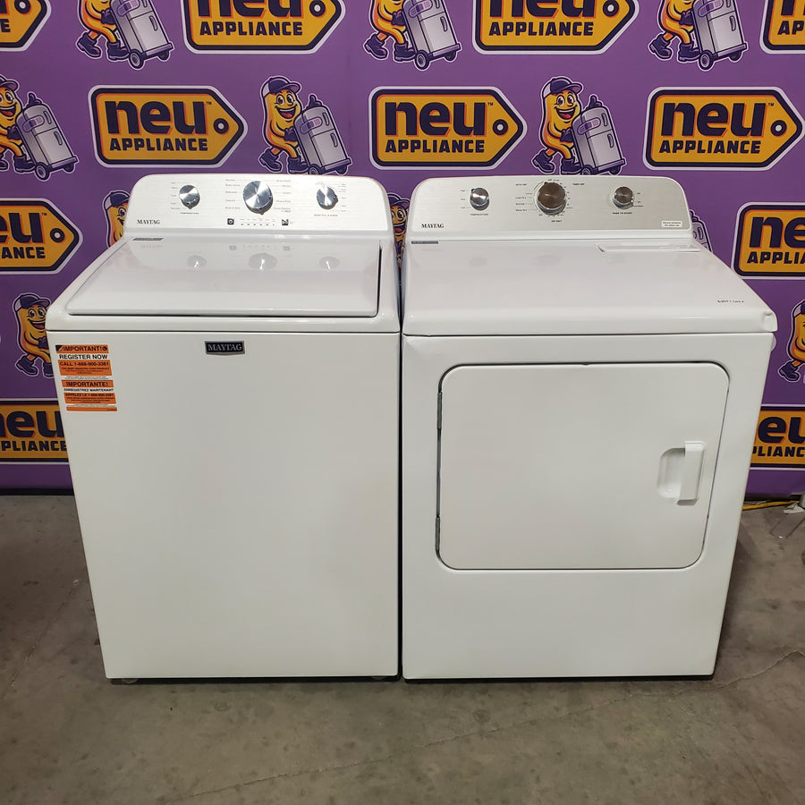 Maytag 4.5 cu. ft. Capacity Top Load Washer with Power™ Agitator and Deep Fill MVW4505MW - Scratch & Dent (Minor) and Maytag 7.0 cu. ft. Capacity Top Load Electric Wrinkle Prevent Dryer MED4500MW - Scratch & Dent (Moderate)