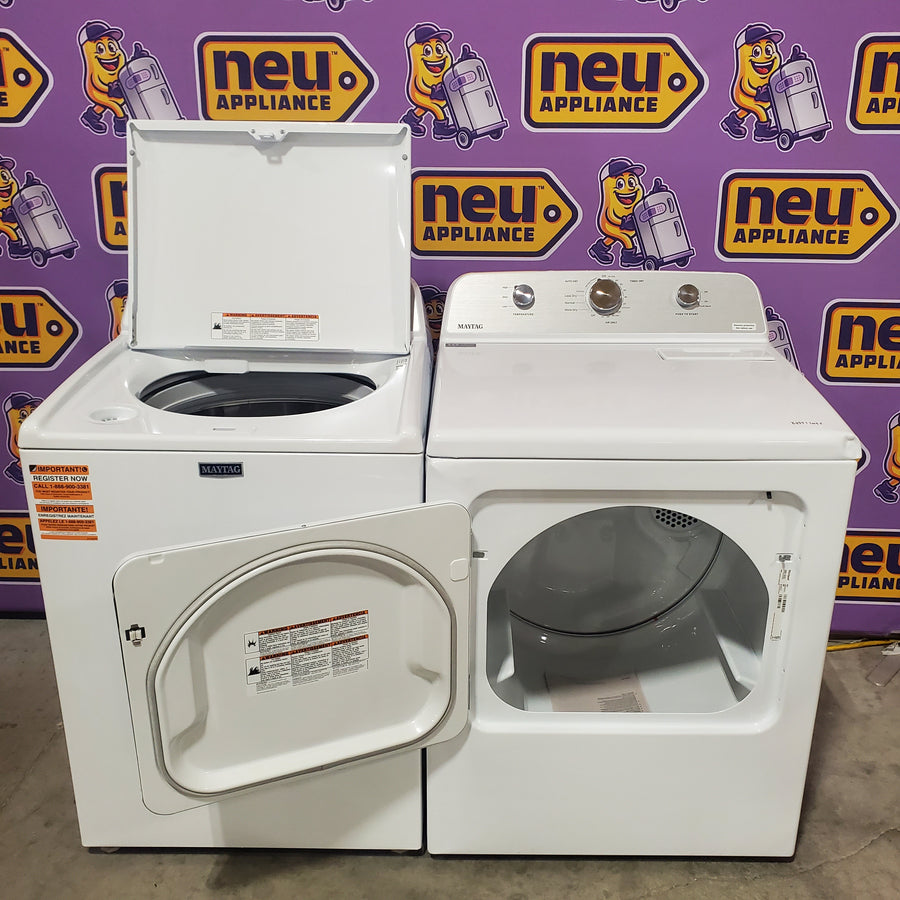 Maytag 4.5 cu. ft. Capacity Top Load Washer with Power™ Agitator and Deep Fill MVW4505MW - Scratch & Dent (Minor) and Maytag 7.0 cu. ft. Capacity Top Load Electric Wrinkle Prevent Dryer MED4500MW - Scratch & Dent (Moderate)